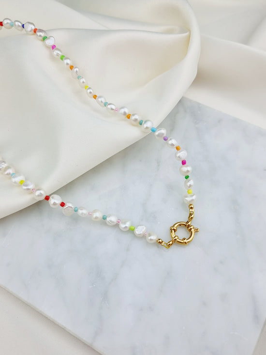Rainbow Pearl Halskette