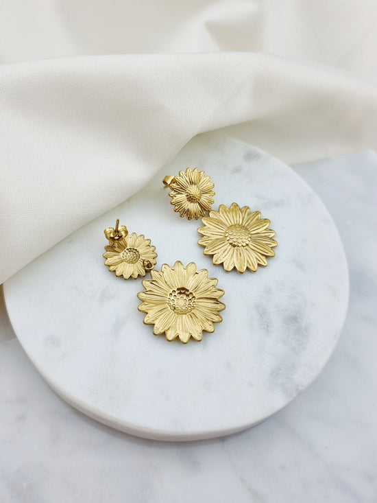 Golden Sunflower Statement Earrings