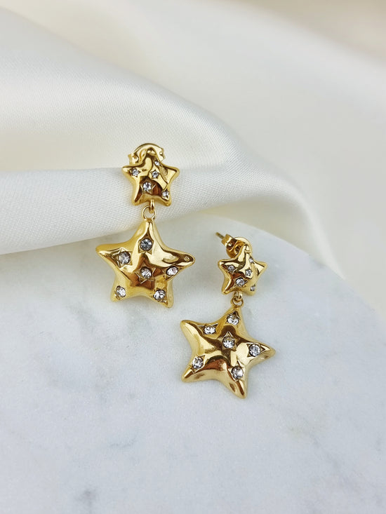 Double Sparkly Star Earrings 