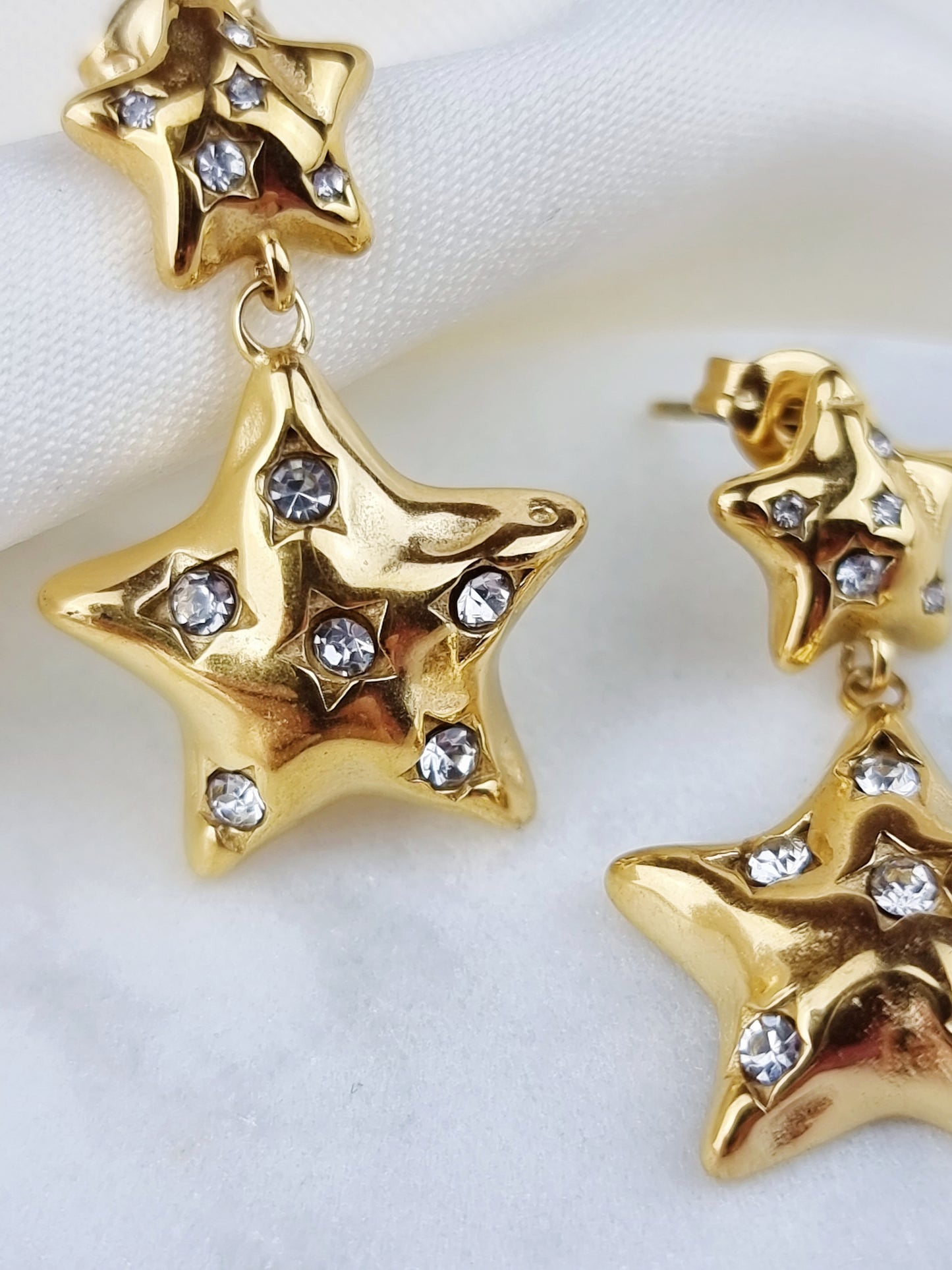 Double Sparkly Star Earrings