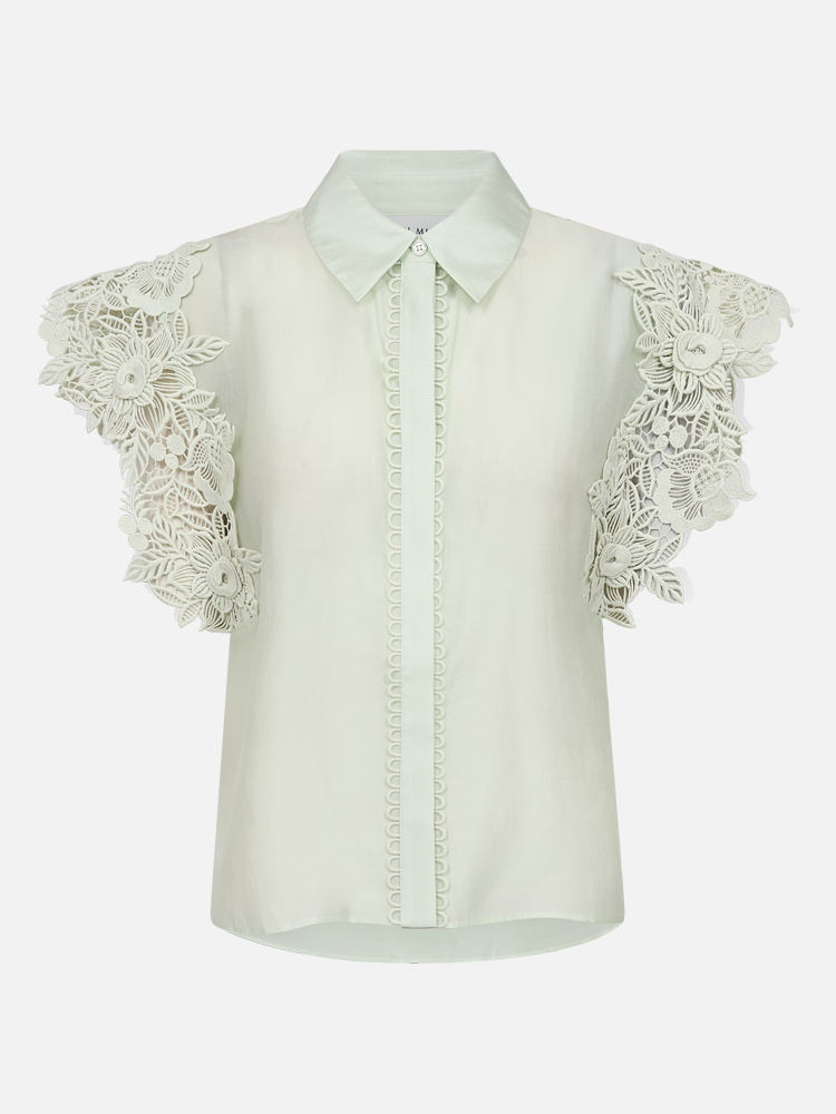 COPENHAGEN MUSE CMMolly Boxy Short Sleeved Shirt Green Tint