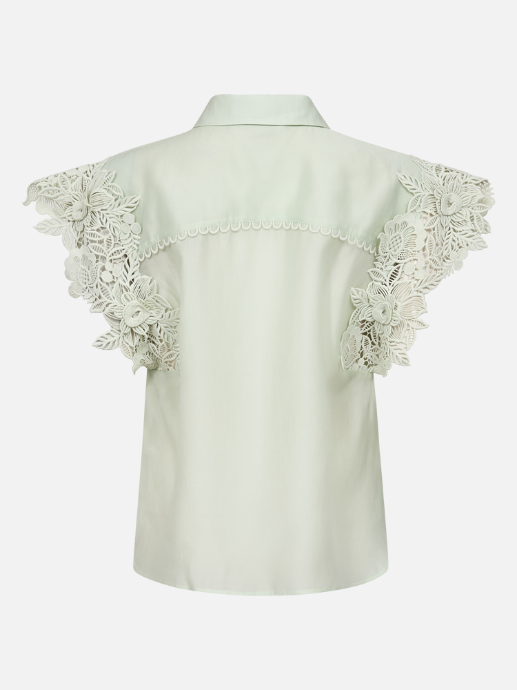 COPENHAGEN MUSE CMMolly Boxy Short Sleeved Shirt Green Tint