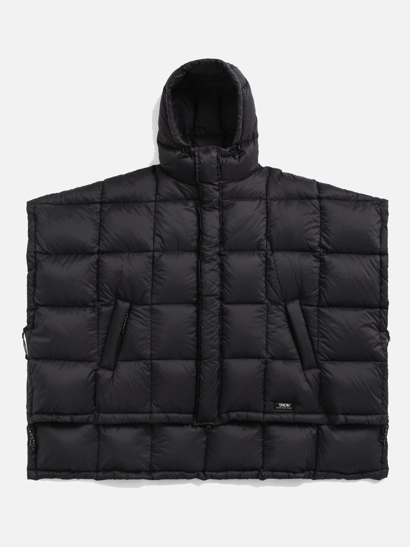 TAION Mountain Hooded Fly-Front Poncho - Black