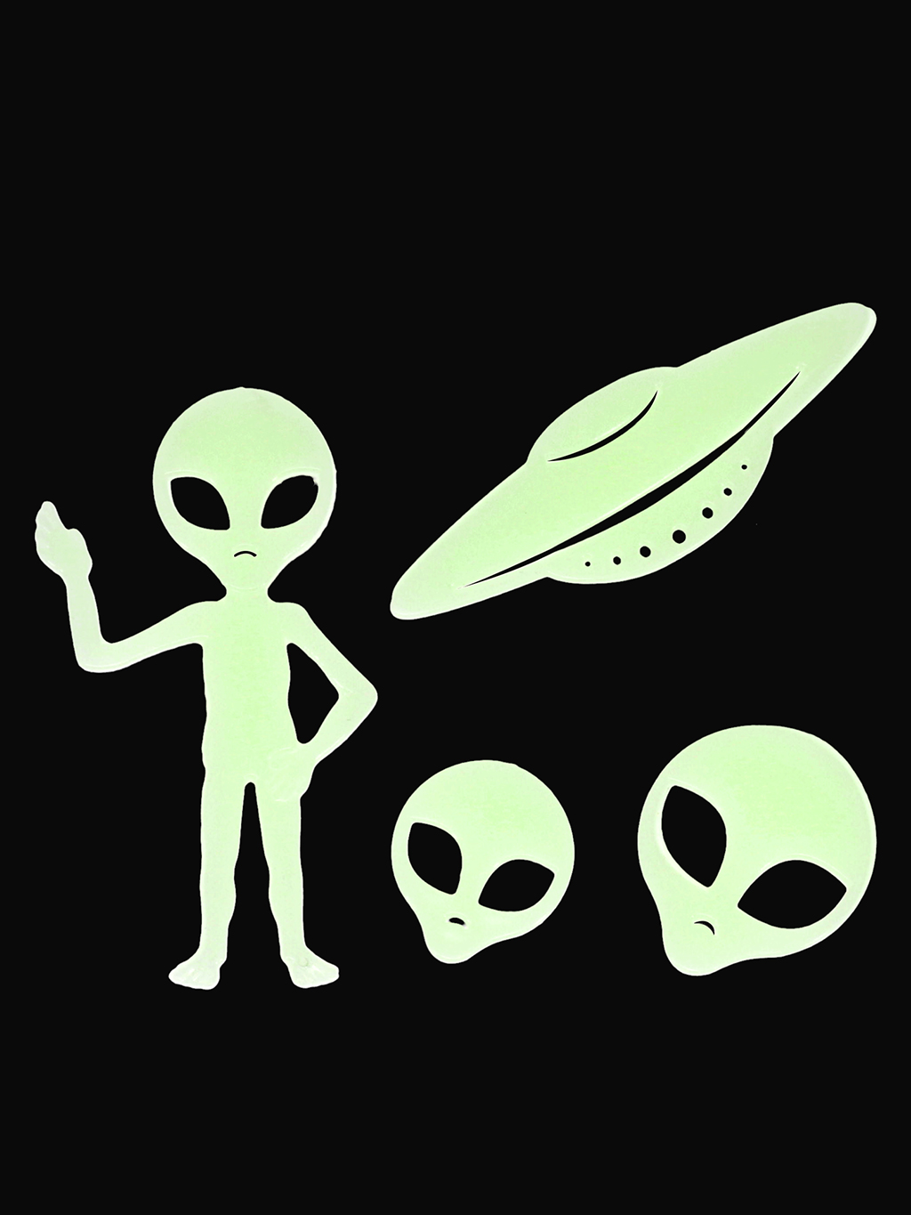 Glow In The Dark Stick On Shapes - Aliens - Diverses