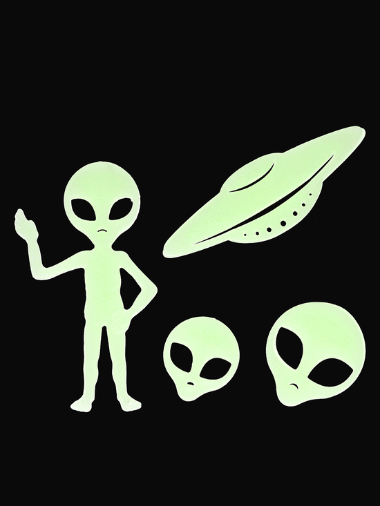 Glow In The Dark Stick On Shapes - Aliens - Diverses