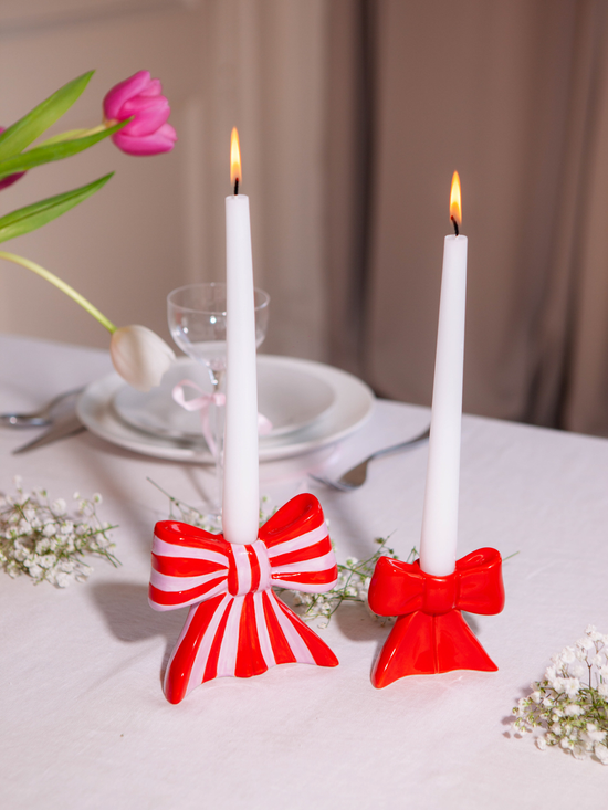 Candle Holder Red Bow - Kerzenhalter
