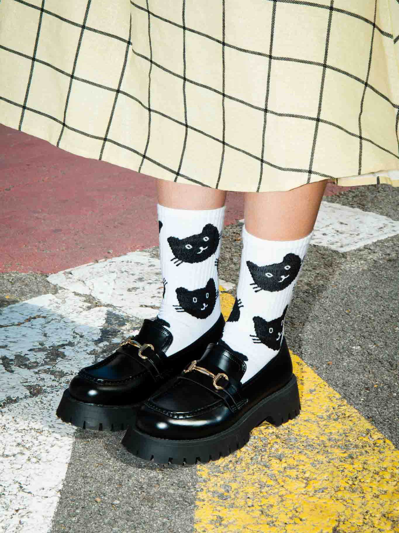 Black Cat Flat Socks