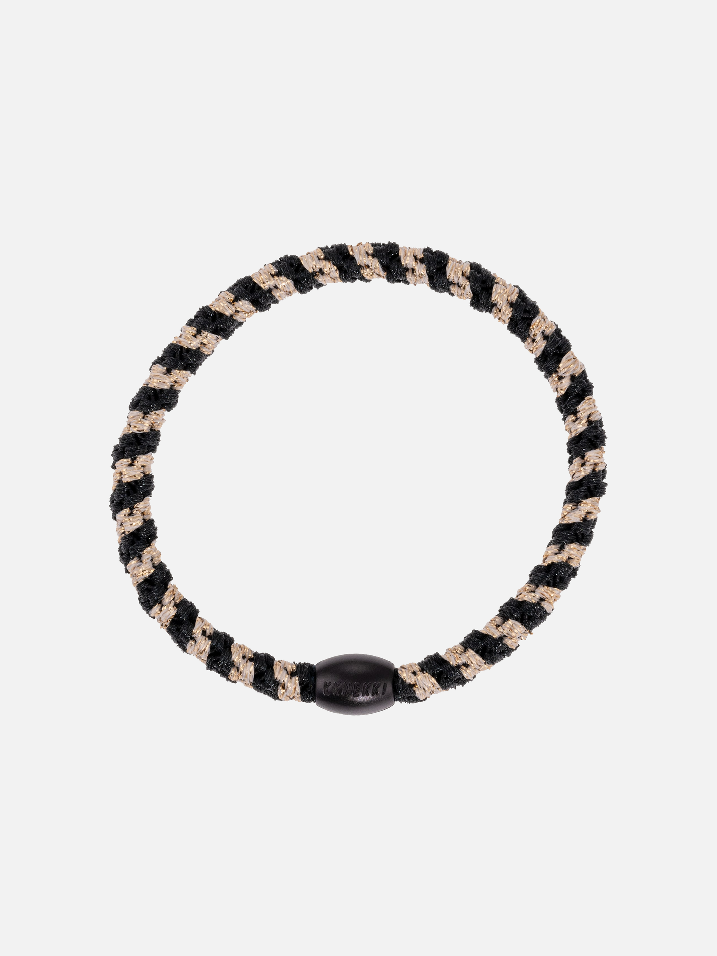 KKNEKKI Hair Tie Slim Mix - Black Beige Glitter Stripe - Scrunchie