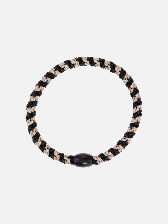 KKNEKKI Hair Tie Slim Mix - Black Beige Glitter Stripe - Scrunchie