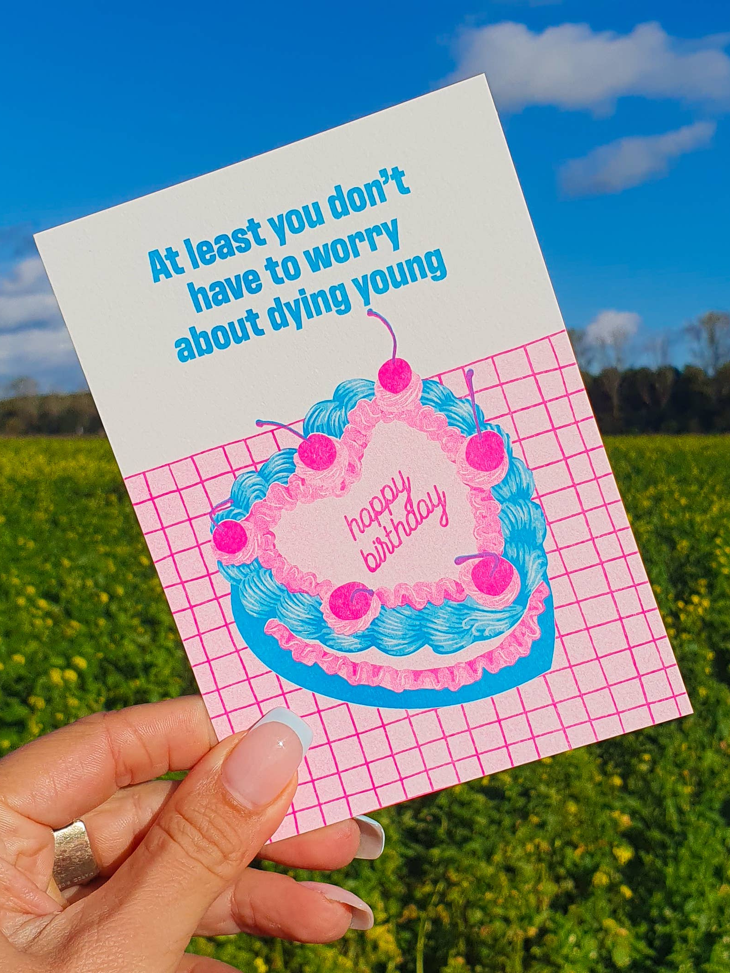 Retro Cake Happy Birthday Postcard - Karte