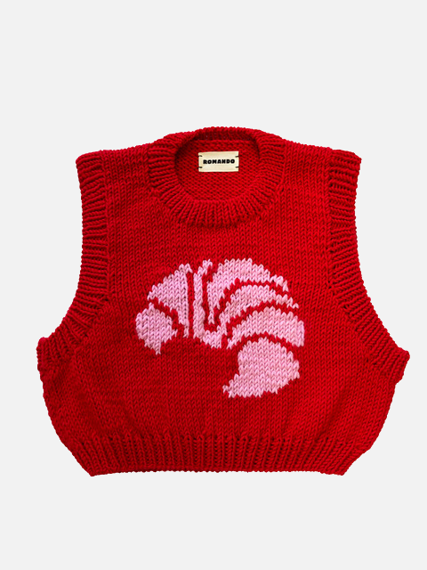 ROMANDO Croissant Sweater Red/Light Pink - Strick