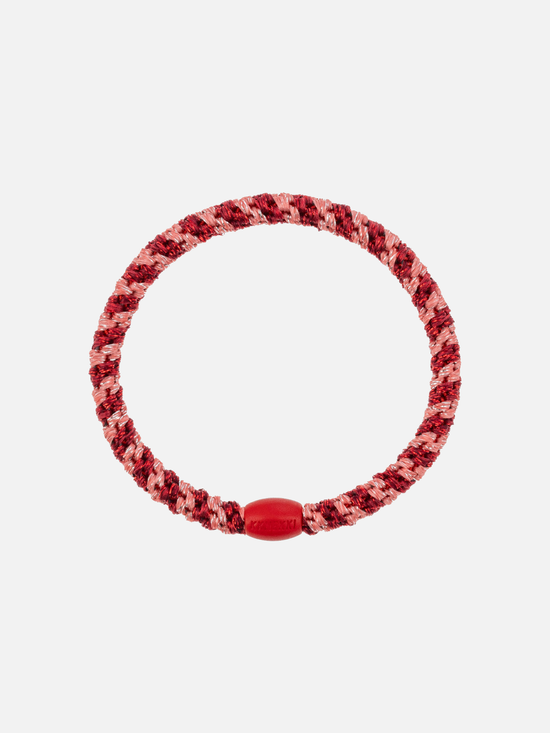 KKNEKKI Hair Tie Slim Mix - Coral Bordeaux Glitter Stripe - Scrunchie