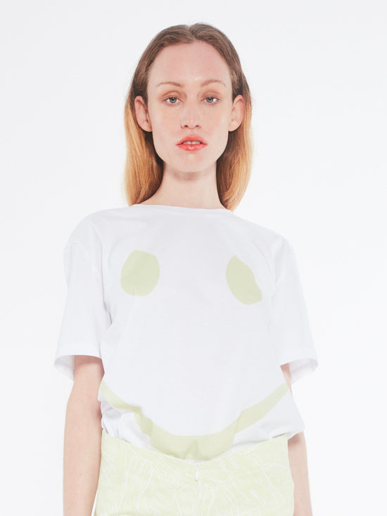 ASTRID DEIGNER Face T-shirt White-Lime