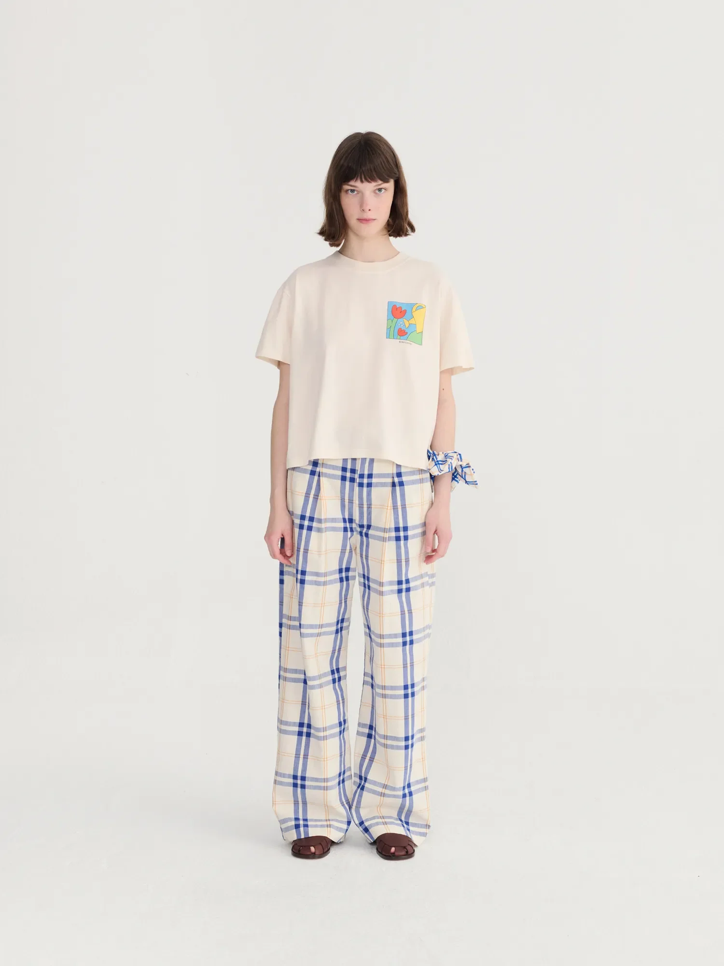 BOBO CHOSES Fun Tartan Twill Wide Leg Pants