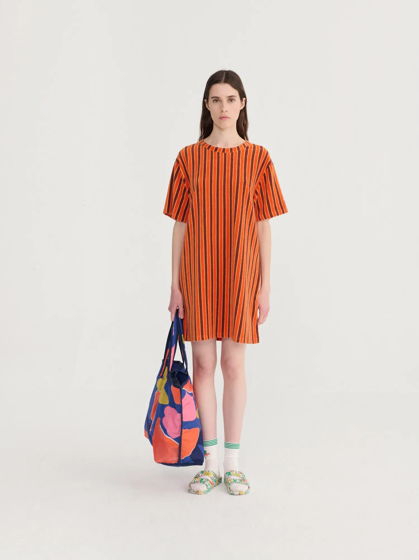 BOBO CHOSES Striped Terry T-Shirt Dress