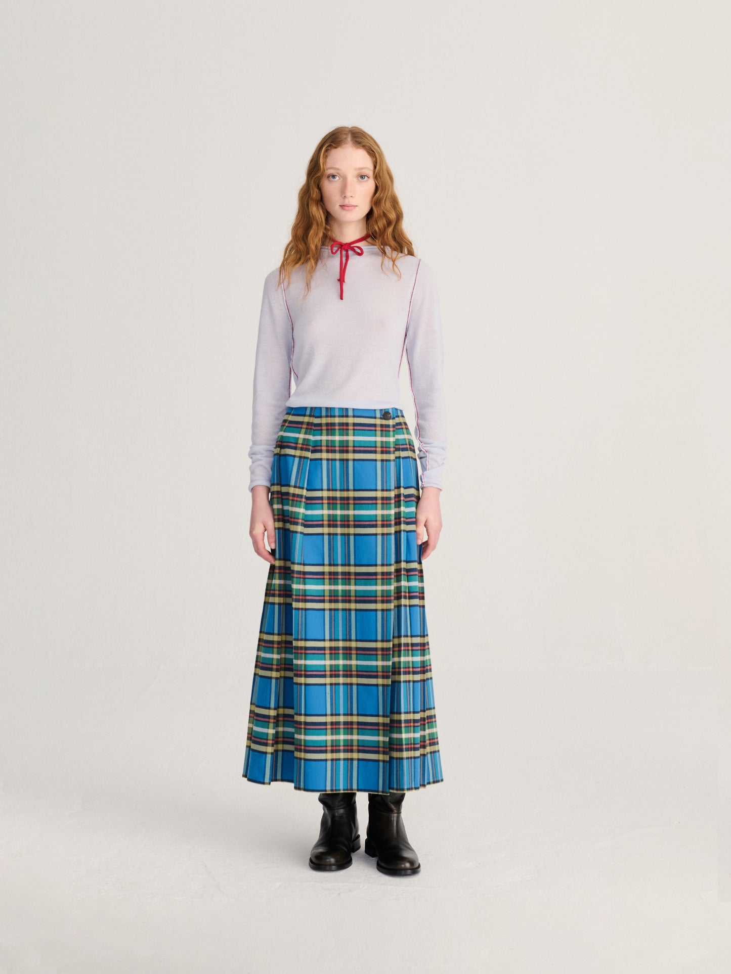 BOBO CHOSES Tartan Flannel Pleated Skirt