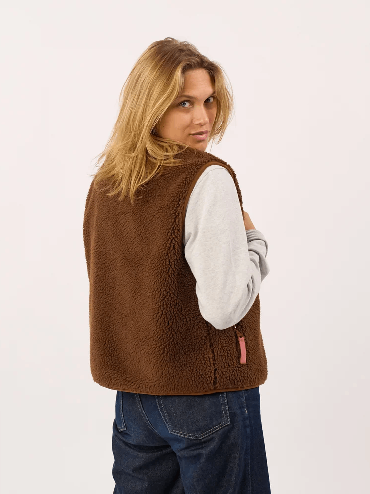 BILLYBELT Sleeveless Sherpa Zip Jacket - Brown