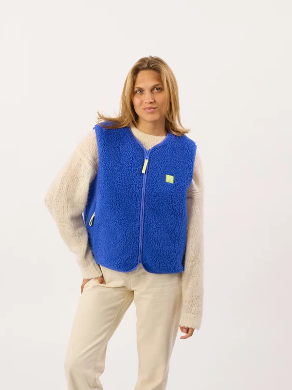 BILLYBELT Sleeveless Sherpa Zip Jacket - Electric Blue