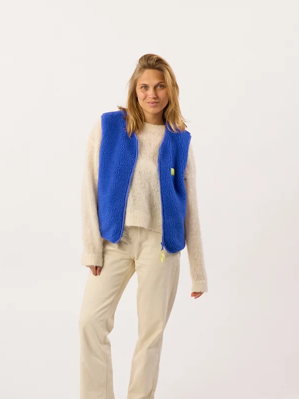 BILLYBELT Sleeveless Sherpa Zip Jacket - Electric Blue