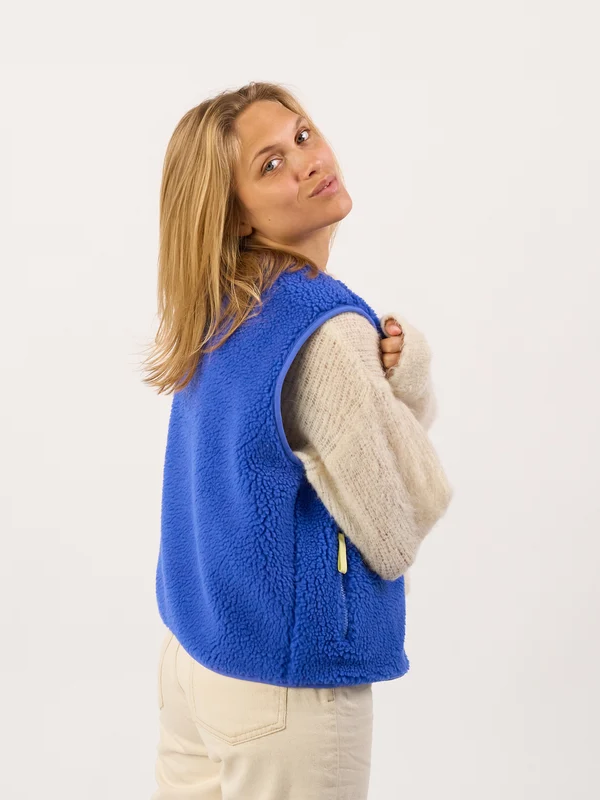BILLYBELT Sleeveless Sherpa Zip Jacket - Electric Blue