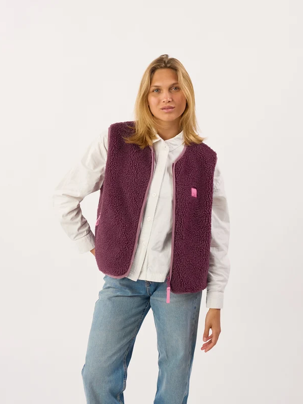 BILLYBELT Sleeveless Sherpa Zip Jacket - Plum
