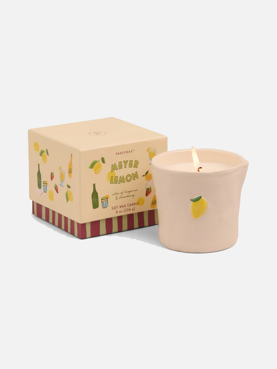Embossed Ceramic Candle ‐ Meyer Lemon - Kerze