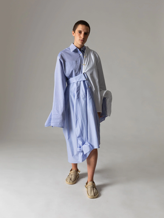 JANA WIELAND Dawn Bow Sleeve Shirt / Cloudless Blue - Hemd