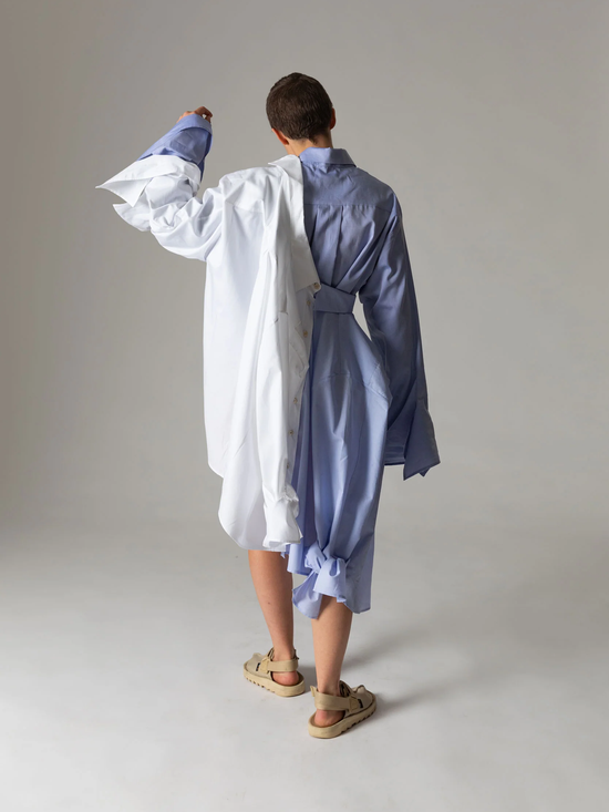 JANA WIELAND Dawn Bow Sleeve Shirt / Cloudless Blue - Hemd