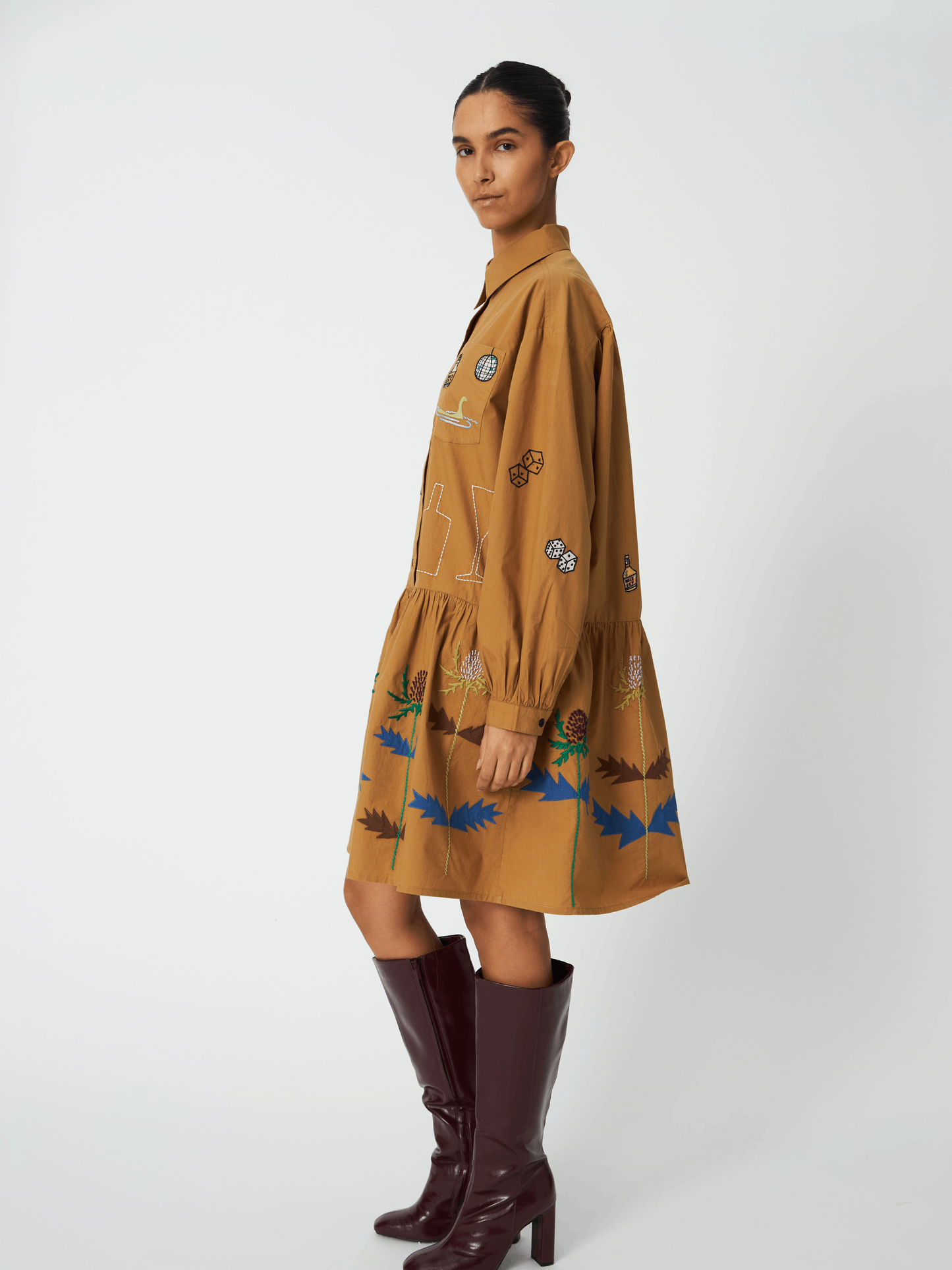 STELLA NOVA Small Embroidery Dress - Khaki