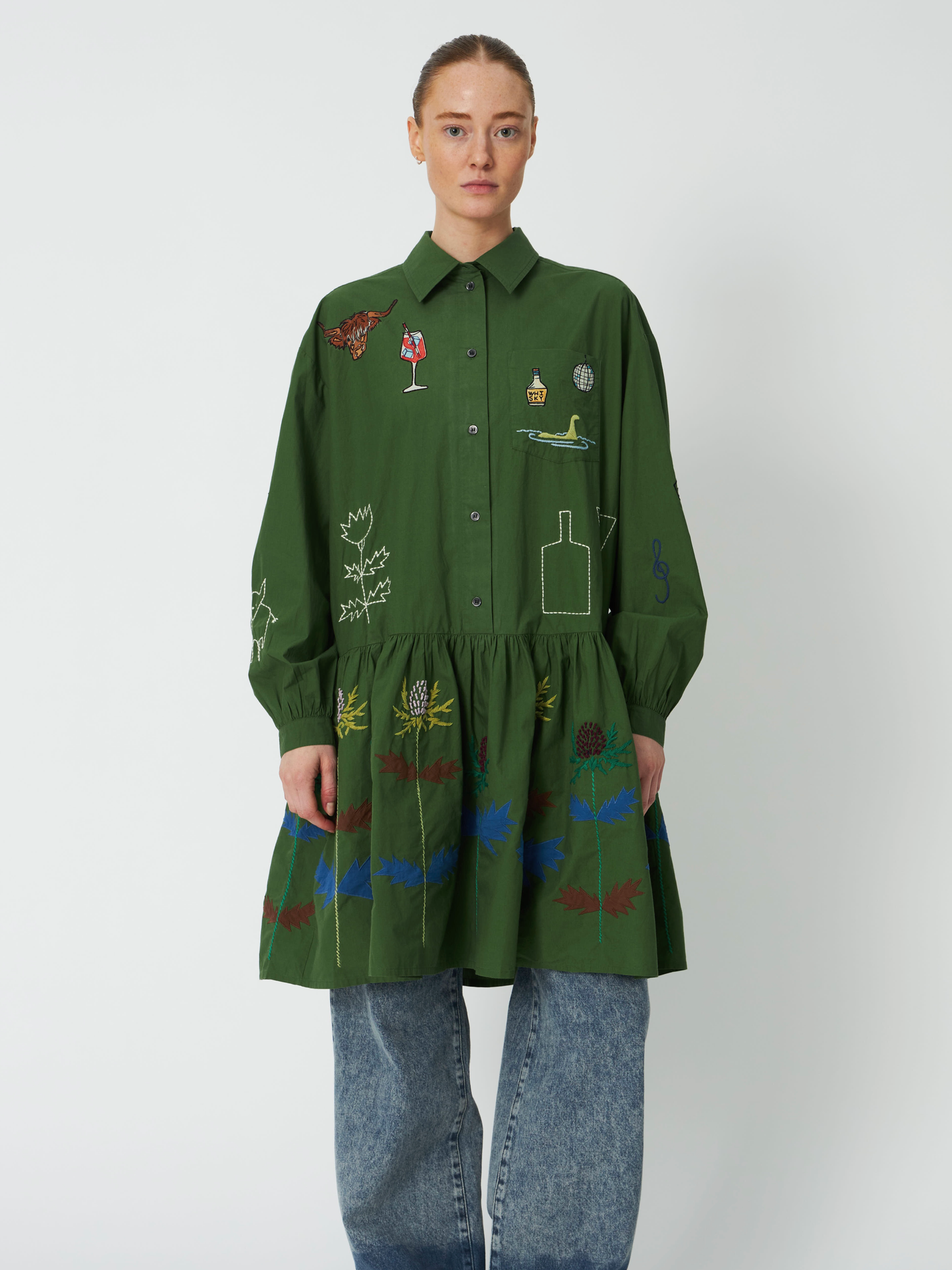STELLA NOVA Small Embroidery Dress - Green Leaf