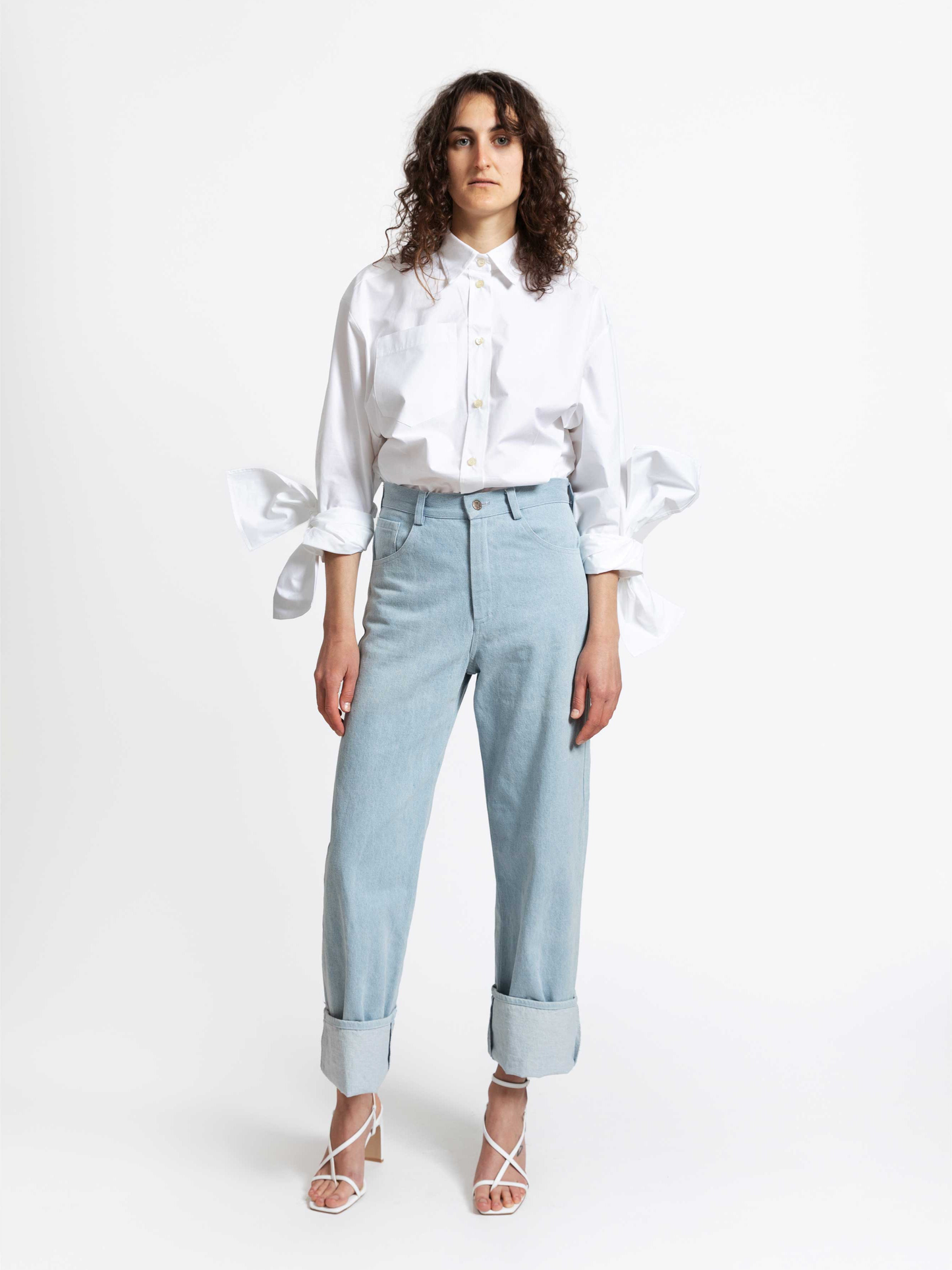 JANA WIELAND Dawn Bow Sleeve Shirt / Crispy White - M - Hemd