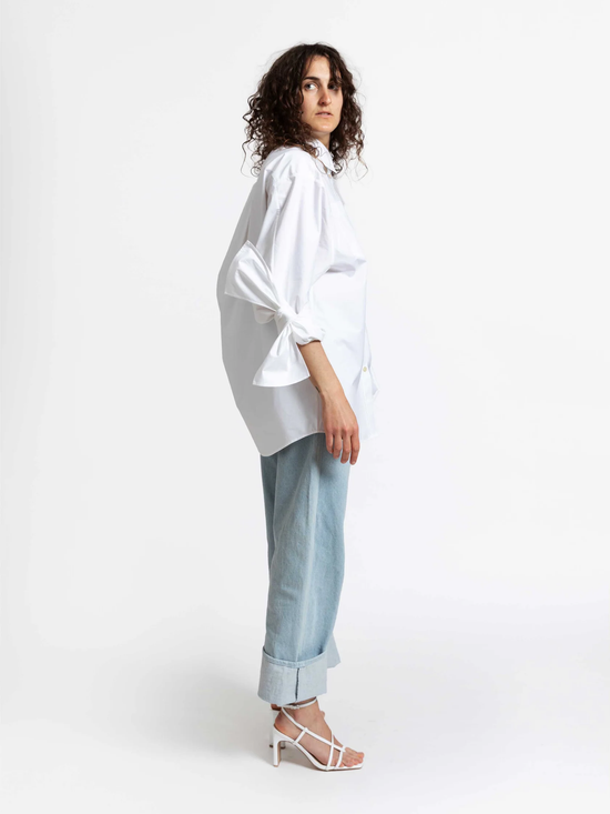 JANA WIELAND Dawn Bow Sleeve Shirt / Crispy White - M - Hemd