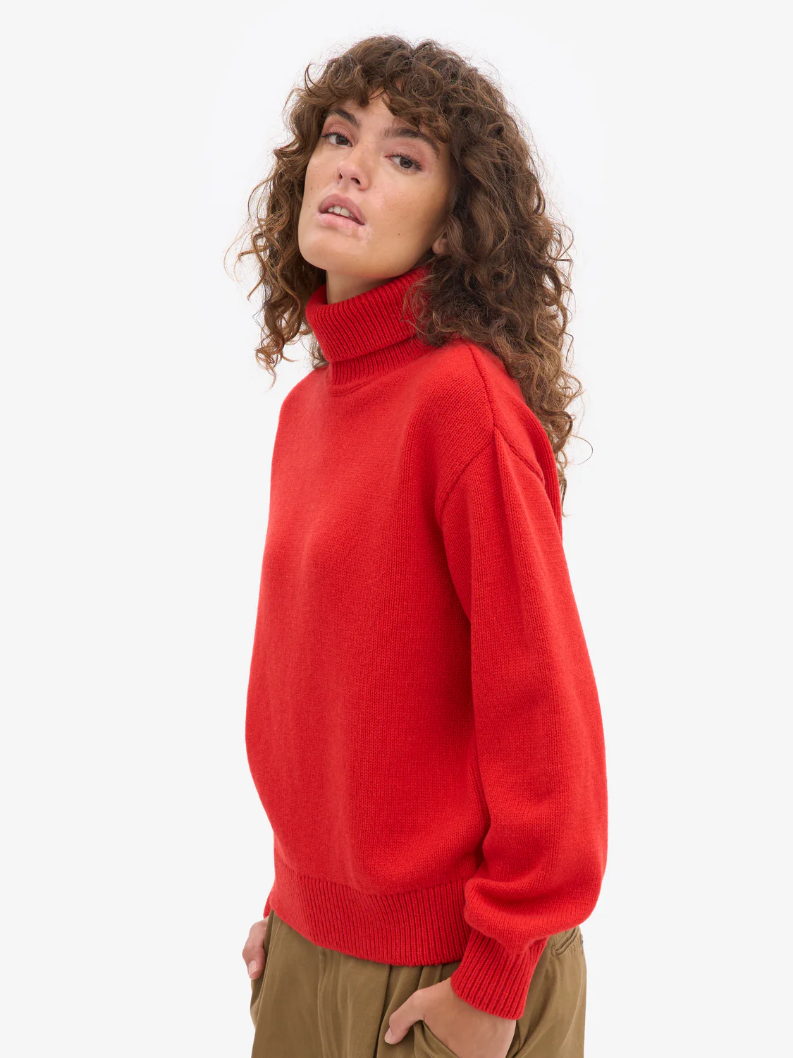 Colorful Standard Merino Wool Turtleneck - Red Tangerine