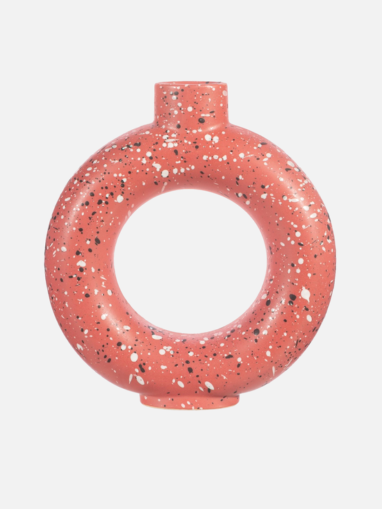 Red Speckled Circle Vase Big