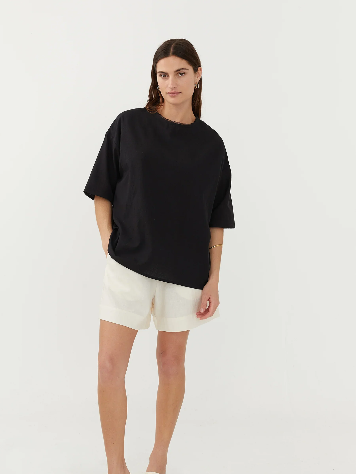 THE SLOW LABEL Drawstring Shorts Ecru