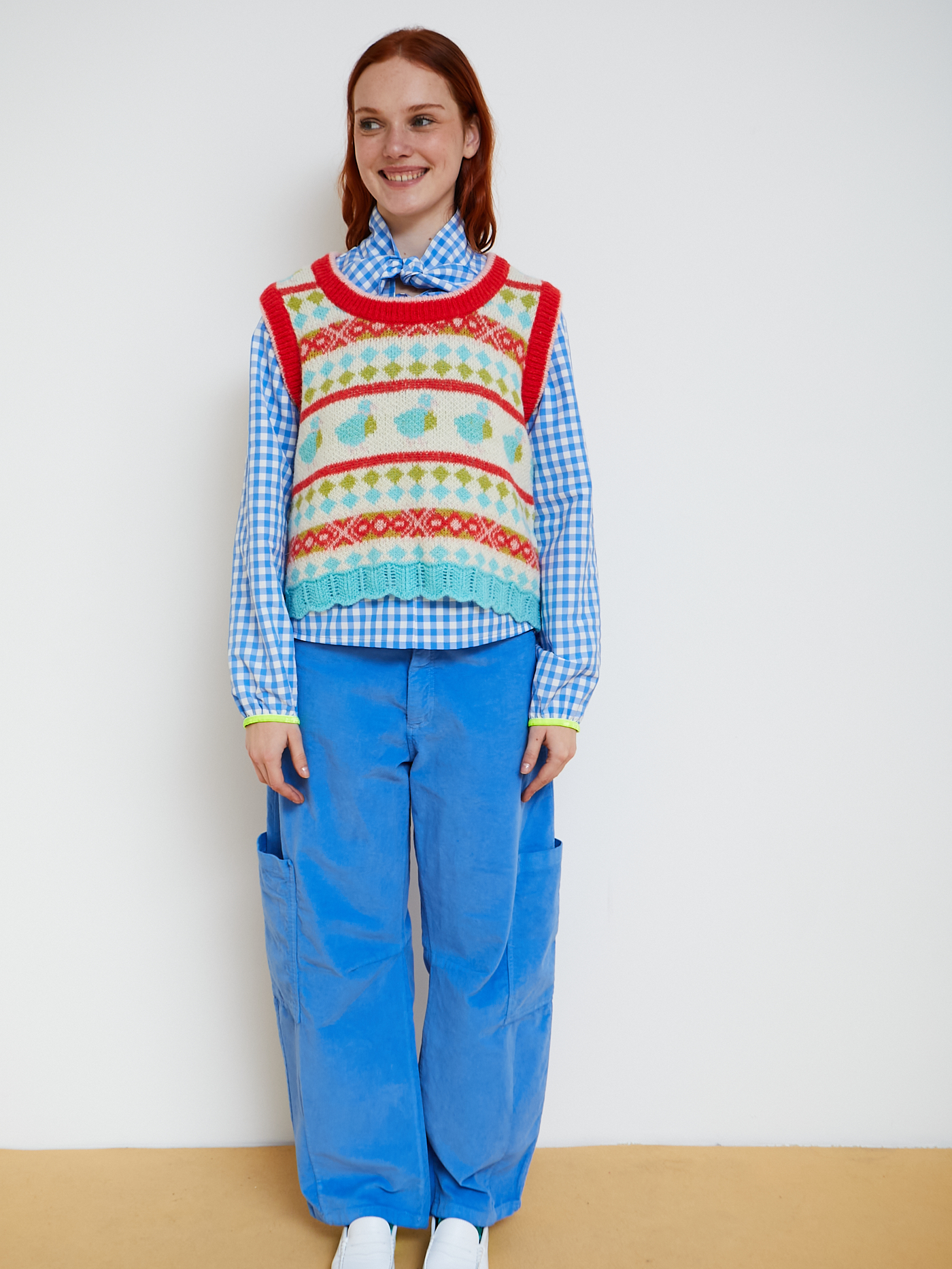 DR BLOOM Glase Knit Vest Duck- Red