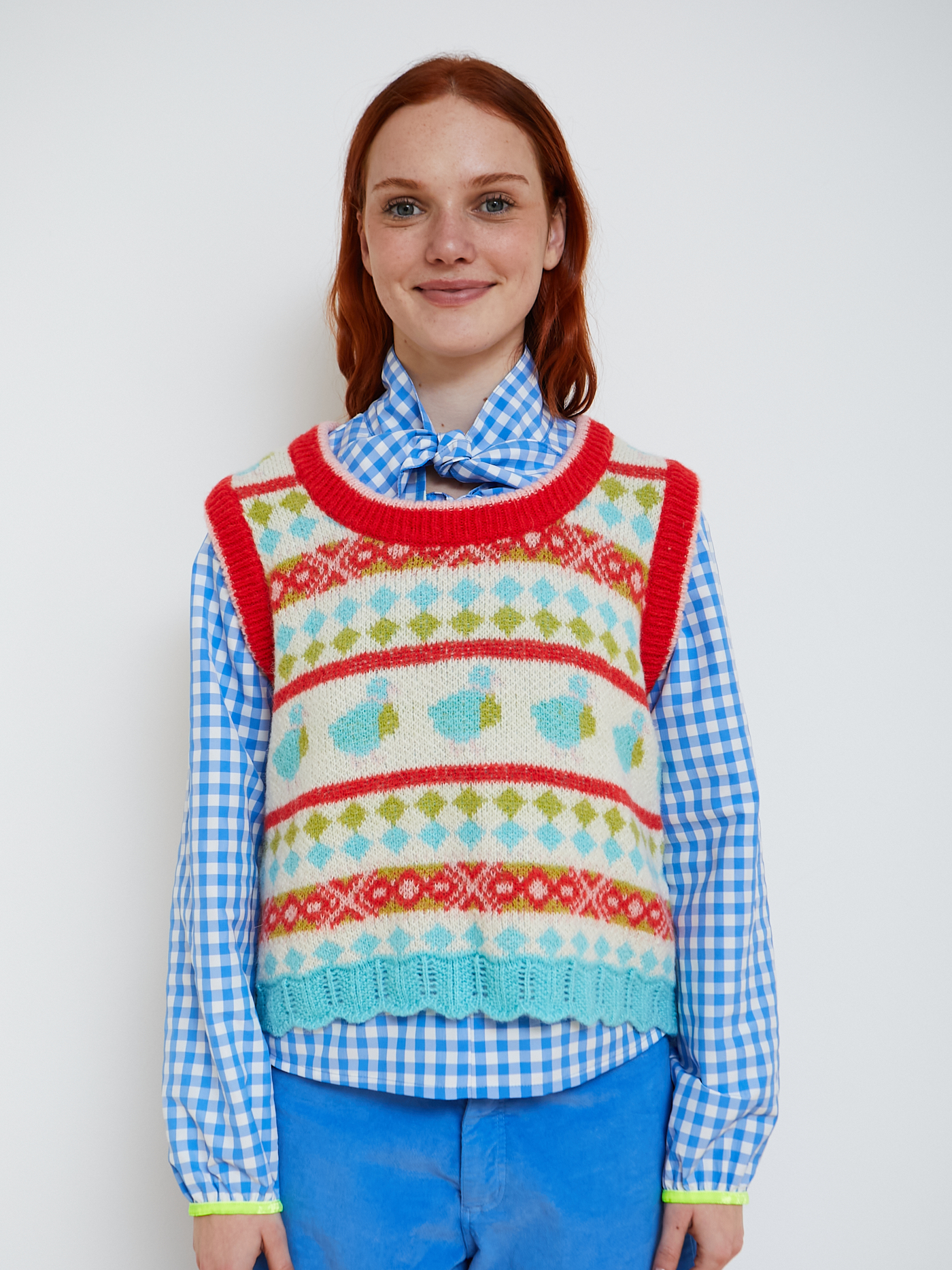 DR BLOOM Glase Knit Vest Duck- Red