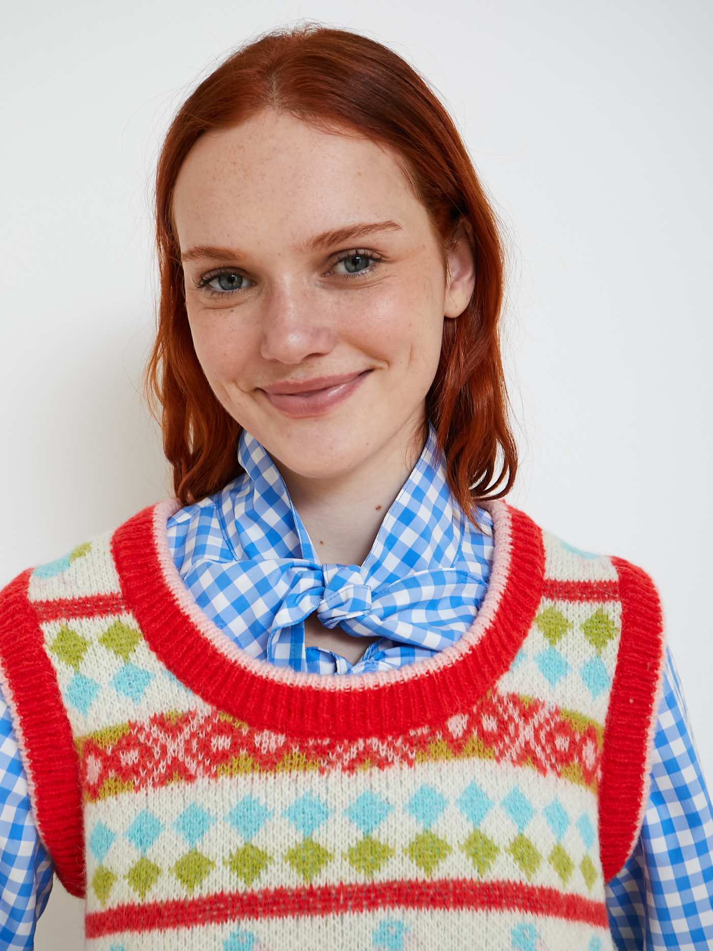 DR BLOOM Glase Knit Vest Duck- Red
