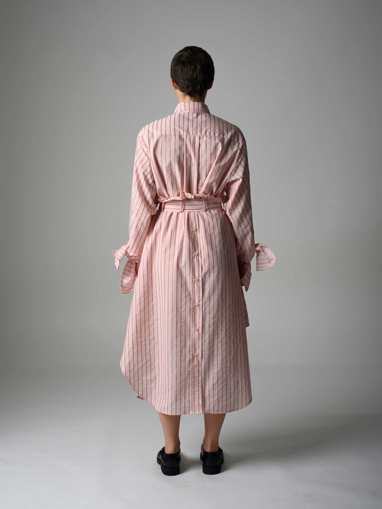 JANA WIELAND Dusk Bow Sleeve Crop Shirt / Fire Stripe - S - Hemd