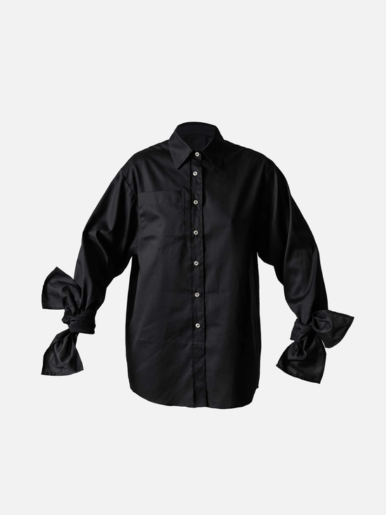 JANA WIELAND Dawn Bow Sleeve Shirt / Eclipse Black - S - Hemd