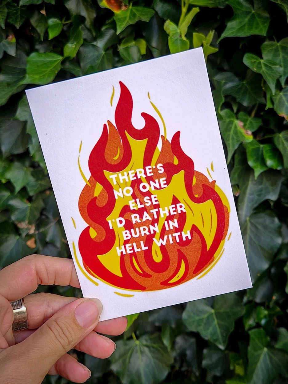 There Is None Else I’d Rather Burn in Hell With Postcard - Karte