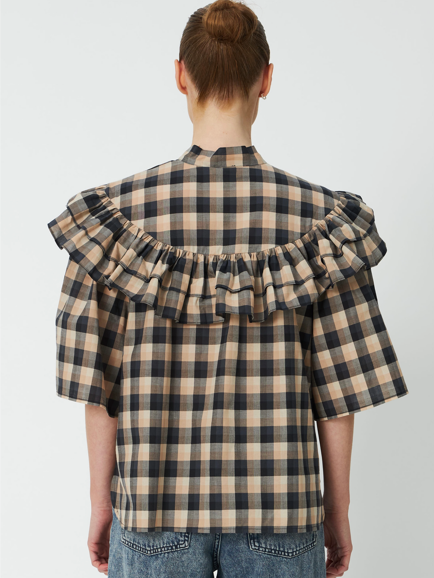 STELLA NOVA Frill Checked Blouse