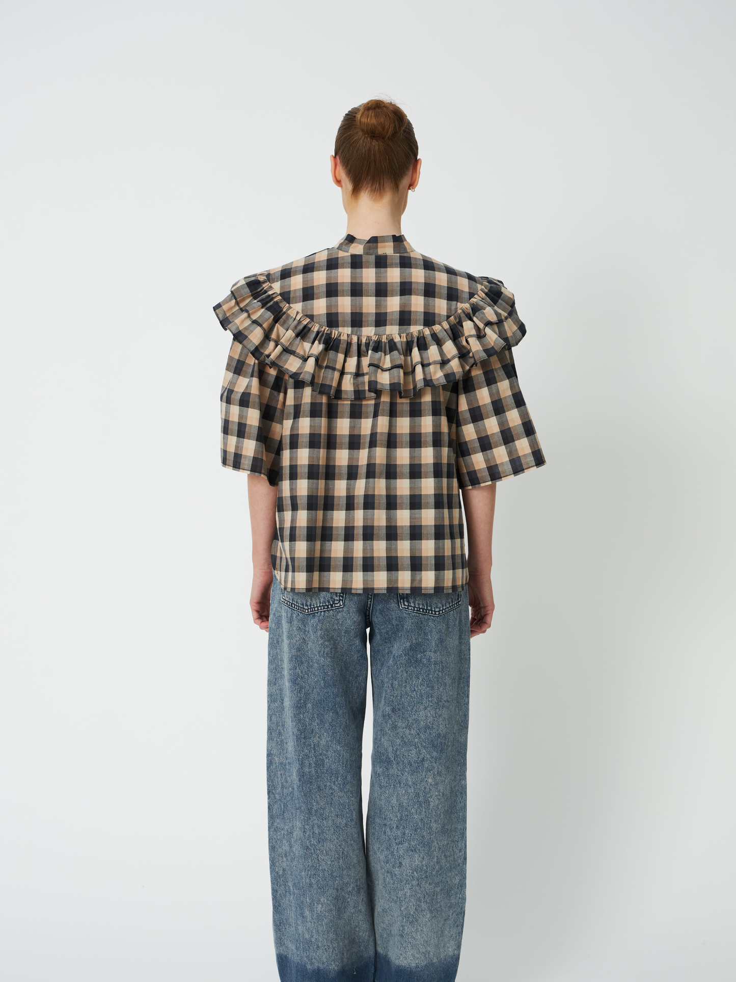 STELLA NOVA Frill Checked Blouse