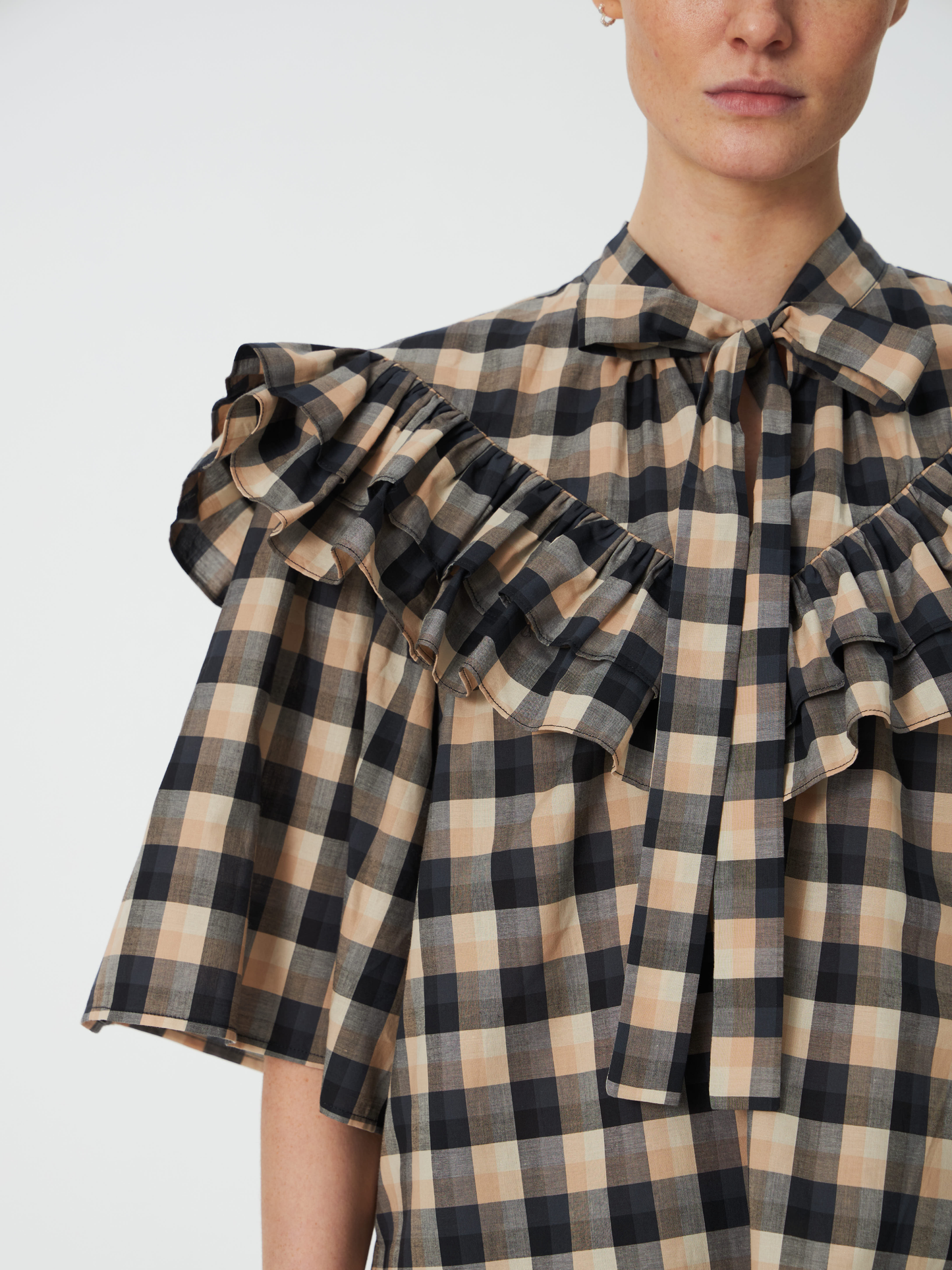 STELLA NOVA Frill Checked Blouse