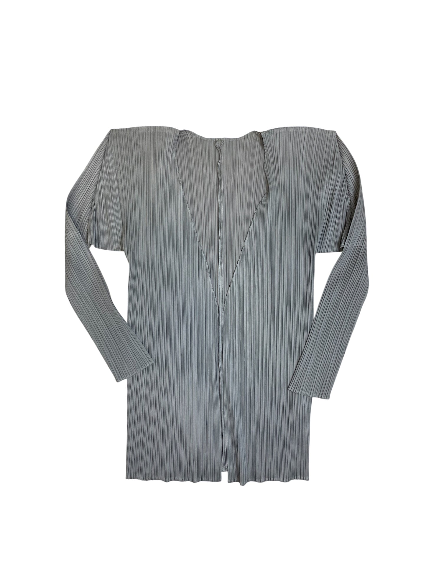 PLEATS PLEASE Issey Miyake Long Cardigan - Silver Melange
