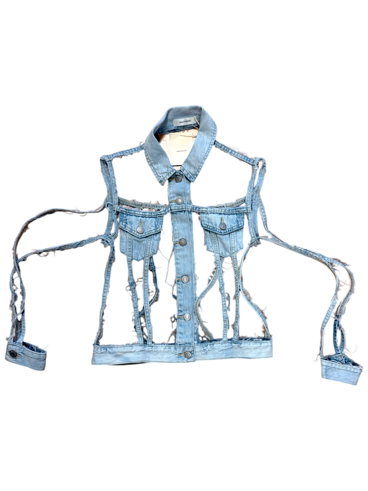 Saki Phenom Deconstructed Denim Jacket Light Blue