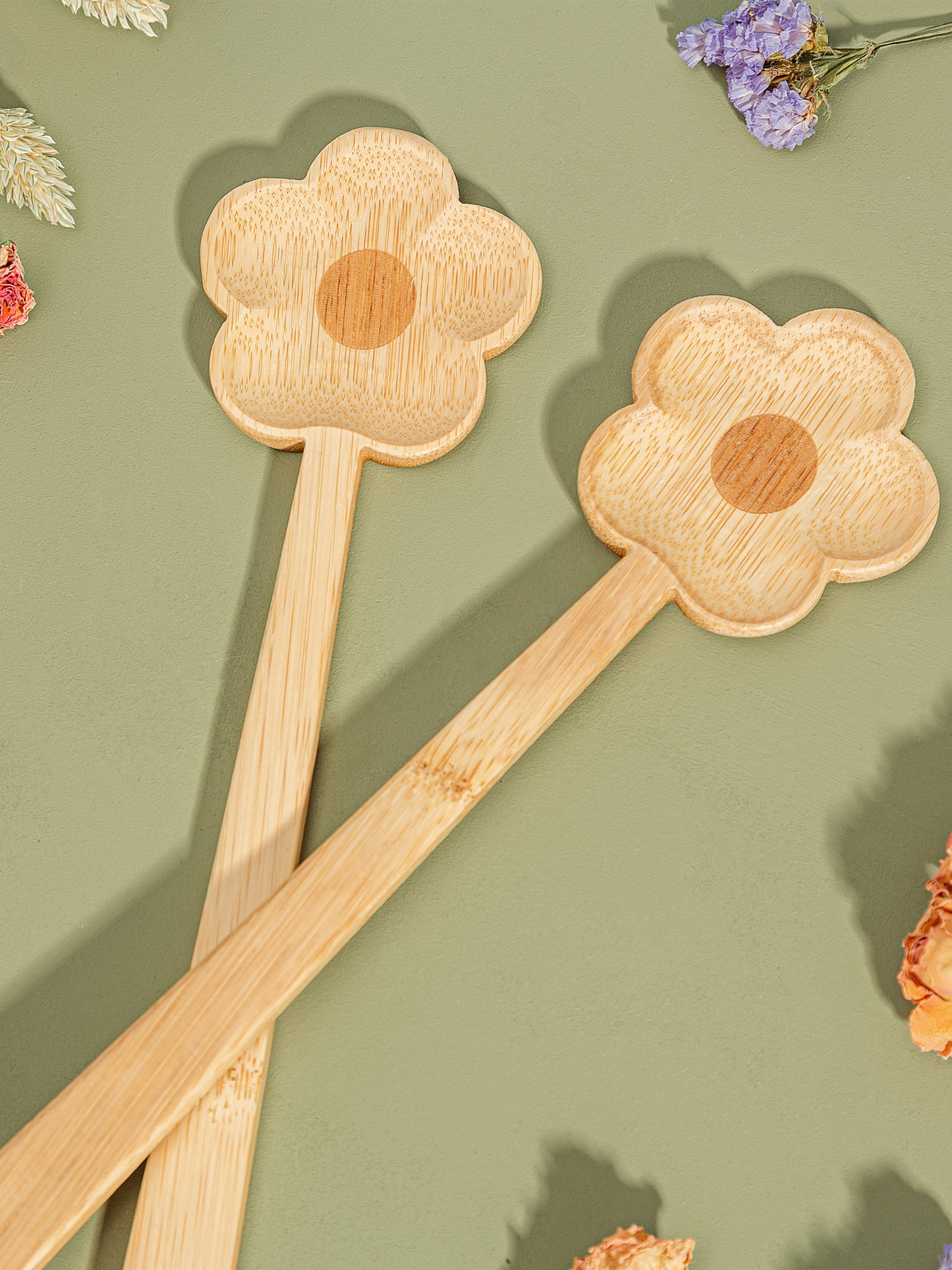 Flower Bamboo Salad Servers - Salatbesteck