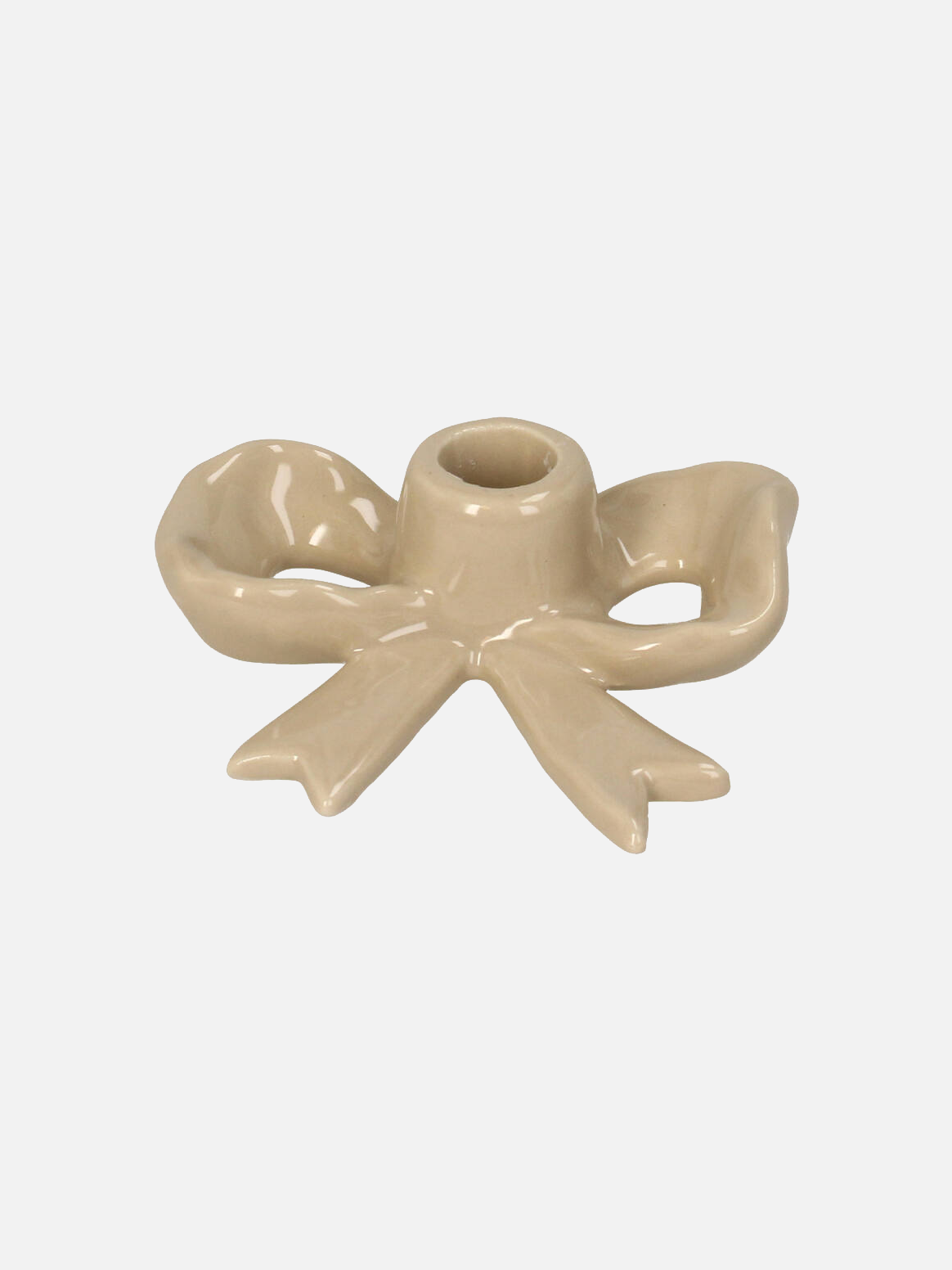 Candle Stick Holder Bow Beige - Kerzenhalter