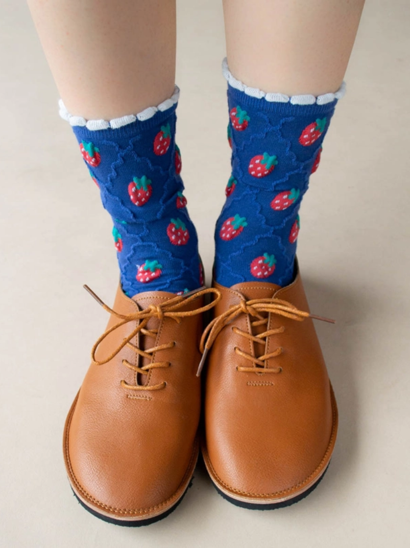 Retro Strawberry Socks Blue