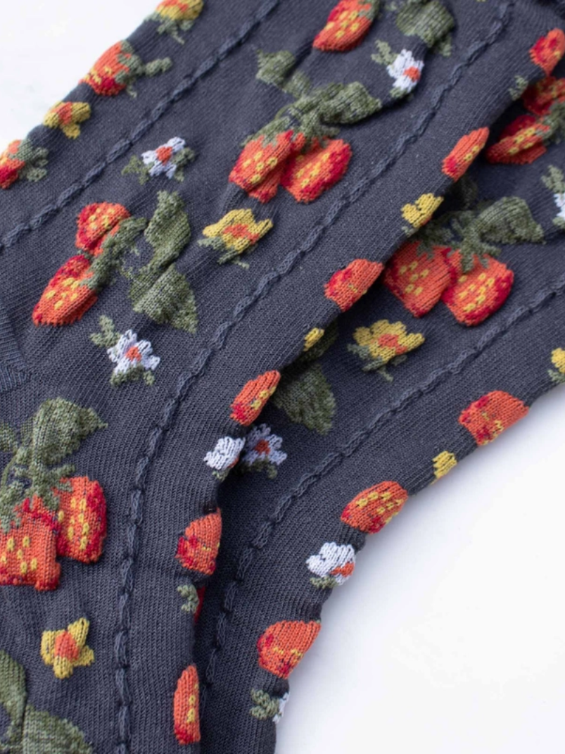 Strawberry Farm Socks Black
